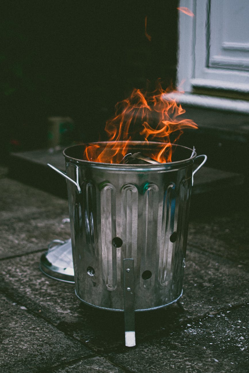 stainless steel can with fire